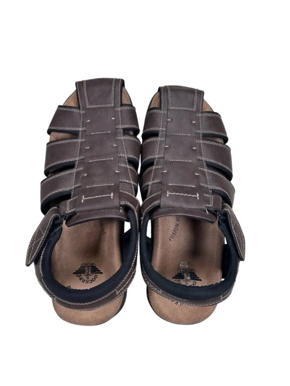 Dockers Marin Fisherman Sandal 12 Men Memory Foam Leather Brown Comfort